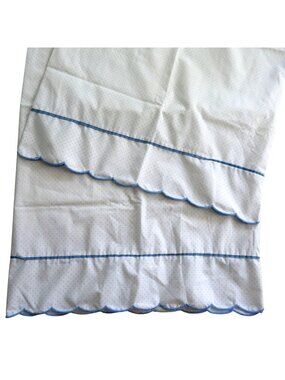 Vintage White Blue Polka Dot Standard Pillowcases Scalloped Edge Percale US Made